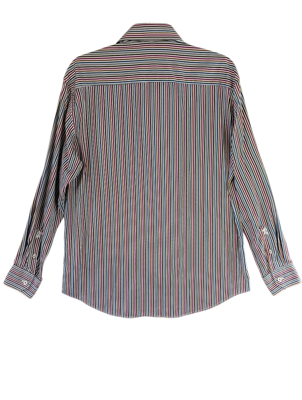 BUGATCHI UOMO Men's Striped Button Down Dress Shirt Gold Pink Green Blue Size M - Picture 7 of 12